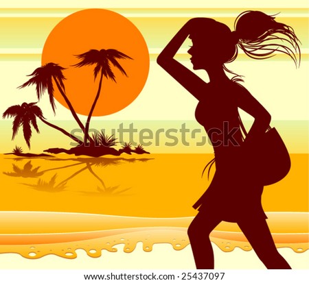 Beach Girl Stock Vector Illustration 25437097 : Shutterstock