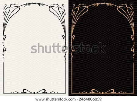 Luxury frame invitation card background vector. Elegant classic antique design, gold lines , sparkle on black background. Premium design illustration for gala card, grand opening, art deco, magazine.