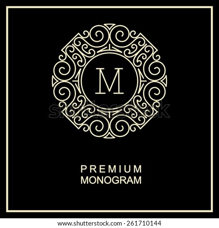 Stylish Graceful Monogram , Elegant Line Art Logo Design In Art Nouveau ...