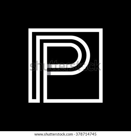 P capital letter enclosed in a square. . Overlapping with shadows monogram, logo, emblem. Trendy design. 