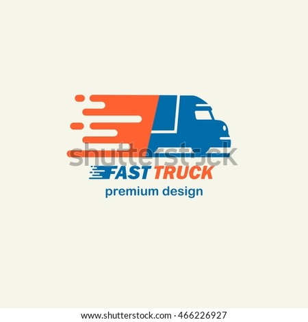 Fast Truck. The template for logos, icons of modern lorry. Editable EPS format design element, arts and crafts concept.