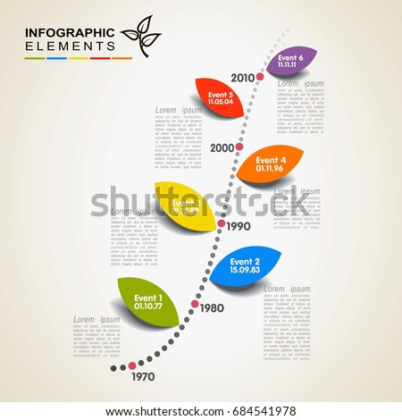 Vector timeline infographics, the conceptual branch - time and colorful leaves - events.