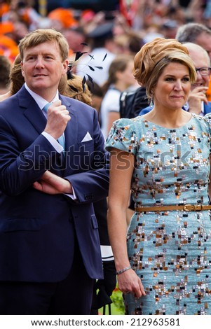 King Willem-Alexander and queen Maxima of The Netherlands, King\'s Day, Amstelveen, 26/04/2014