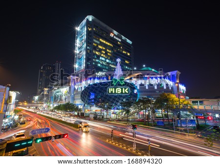 BANGKOK - DEC 27: MBK's most famous shopping mall in Thailand, organize Welcome to Christmas and New Year festival 2014 on December 27,2013 at 