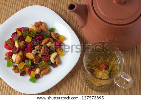 Green tea with candied fruit