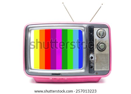 Pink Vintage TV on the isolated white background