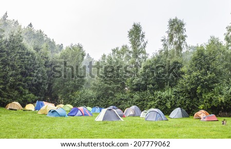 Similar – Image, Stock Photo Downpour at the campsite, seen from the tent.