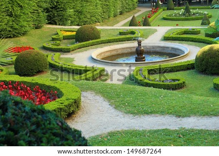 Secret garden (Giardino secreto) in Chateau garden Kromeriz (UNESCO), Czech republic