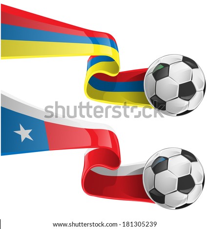  chile & colombia flag with soccer ball