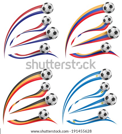  flag set white soccer ball  isolated