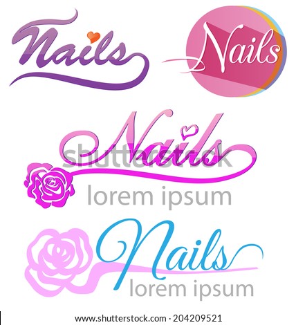 nails saloon symbol set on white background