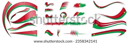 Burkina Faso flag set elements, vector illustration on a white background