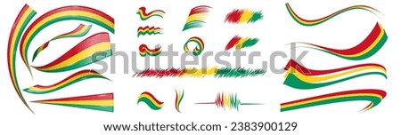Guinea flag set elements, vector illustration on a white background