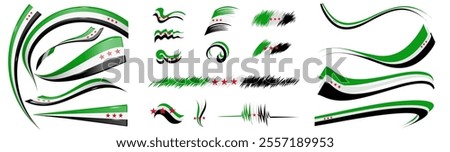 syria flag set elements, vector illustration on a white background