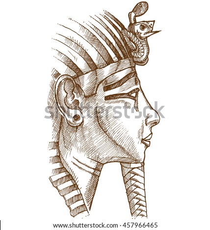 gold tutankhamon mask hand drawn