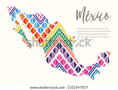 Colorful Mexican Map, Embroidery Style Composition – Copy Space
