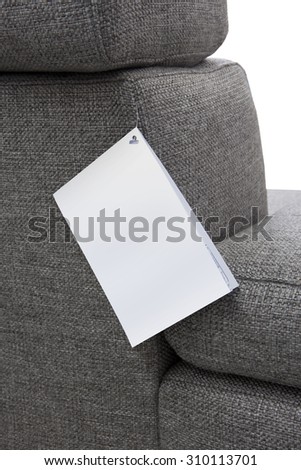 blank label on a piece of furniture