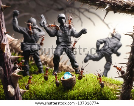 finish to tomb raiders, ant tales. ants pinch toy soldiers