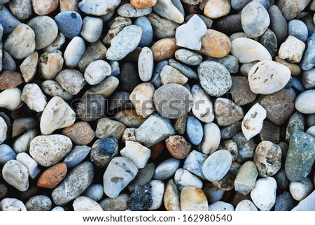 River pebbles of different colors and different sizes