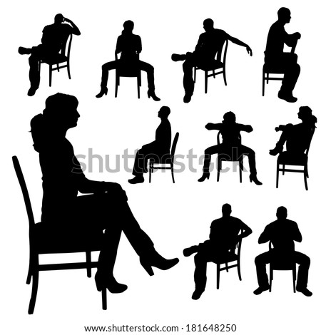 Vector Silhouette Of A Woman Who Is Sitting On A Chair On A White ...