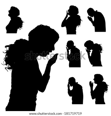 Vector silhouette of people in different situations.