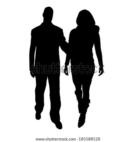 Vector Silhouette Of A Man With A Sexy Woman On A White Background ...