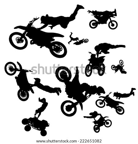 vector silhouette of a biker who jumps into the air.