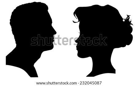 vector silhouette of a couple on a white background