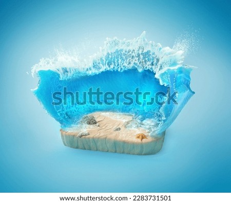 Similar – Foto Bild Blaue Meereswellen und wunderschönes Sandstrand in Portugal