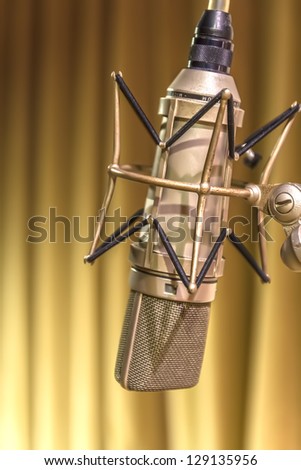 A vintage microphone at recording studio