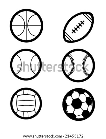 many sports balls as vector icons
