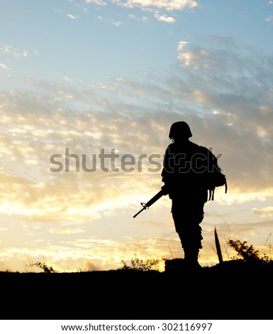 Soldier patrolled silhouette
