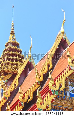 Temple Roof Tile Pattern in Thailand.