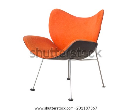 orange chair isolated on white background.
