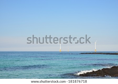 wind power generators in seaside, Jeju Island