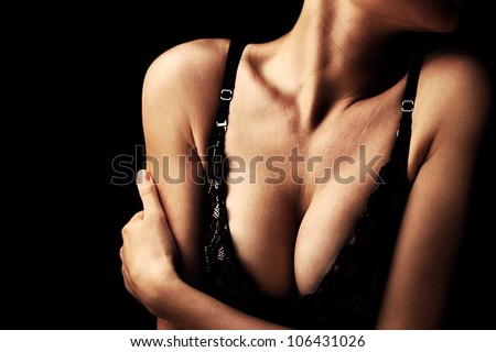 Beautiful sexy female body, healthy breast, beauty and health care concept