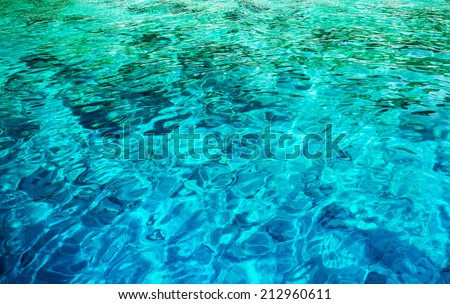 Abstract water background, beautiful transparent clear blue sea, Mediterranean sea, wonderful nature, summer vacation concept