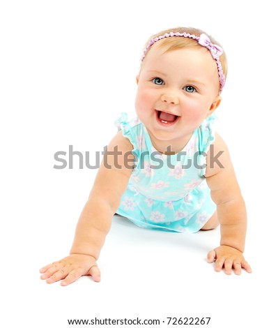 Similar – Image, Stock Photo beautiful baby girl laughing at home sitting on the sofa