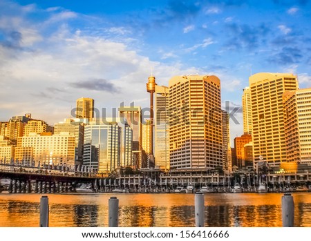 Sydney city with  late afternoon sun light