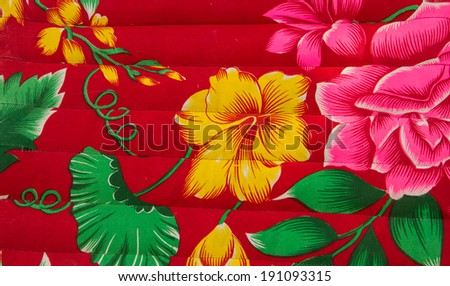 Colorful flowers print mattress close up background.