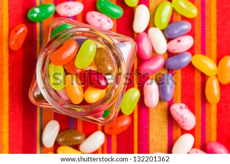 the jelly beans in glass jar