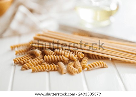 Similar – Image, Stock Photo Whole grain pasta with spinach and pine nuts