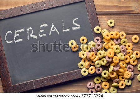 colorful cereal rings with chalkboard