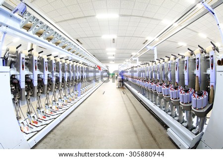 LUANNAN county - May 31: is the homework of spinning equipment in the factory, the jersey the spinning mill on May 31, 2015, LUANNAN county, hebei province, China.