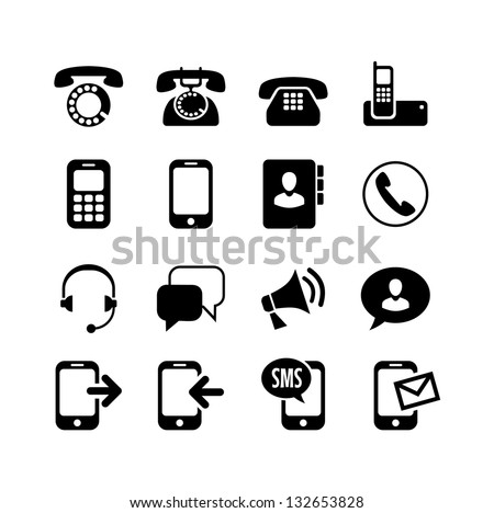 16 icons set - communication, call, phone