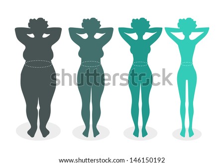 Ladies silhouettes with different body mass