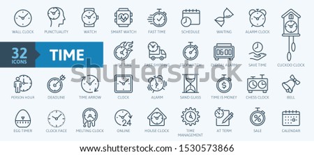 Time - minimal thin line web icon set. Outline icons collection. Simple vector illustration