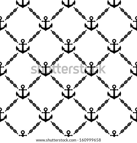 Navy vector seamless pattern with anchors