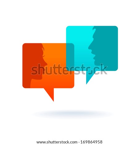 Dialog - Speech bubbles with two faces