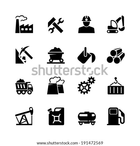  Industrial web icon set black